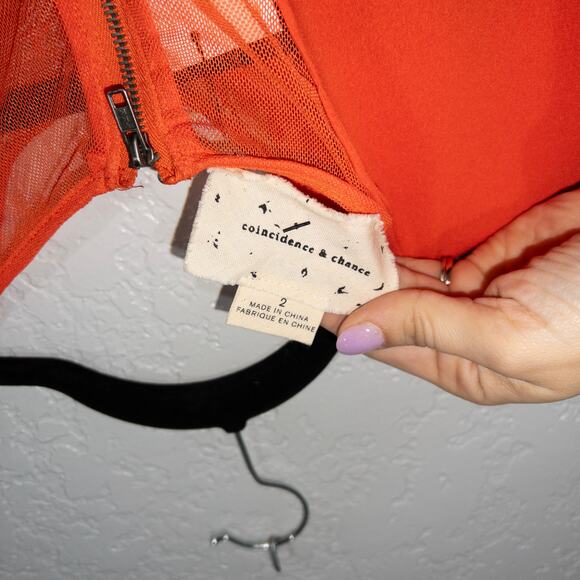 Coincidence & Chance Urban Outfitters Orange Scalloped Peplum Dress 2 - Picture 6 of 8